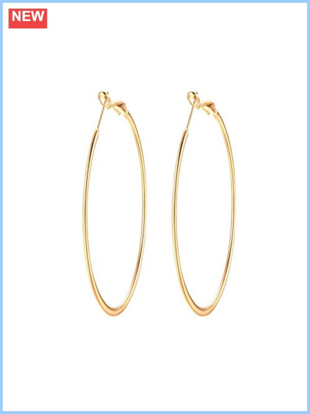 Large 90mm Gold Plated Stainless Steel Endless Hoop Earrings Statement Huggie